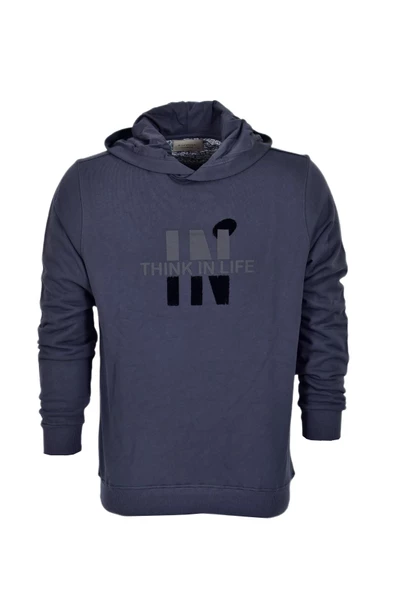 Erkek Kapüşonlu Baskılı Basic Sweatshirt R2222 BGL-ST03194 - Resim 3