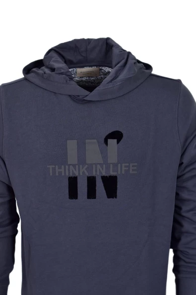 Erkek Kapüşonlu Baskılı Basic Sweatshirt R2222 BGL-ST03194 - Resim 6