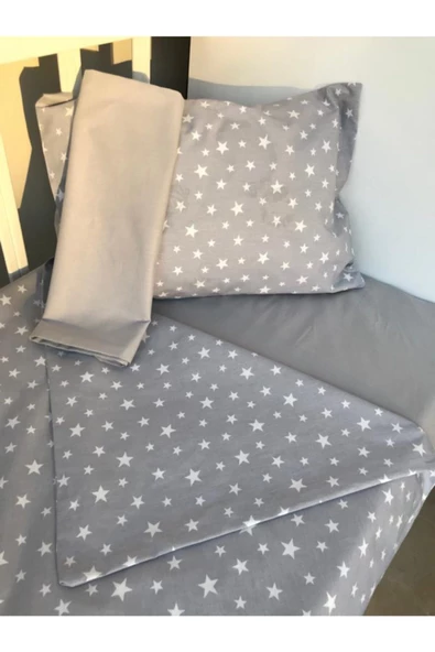 Grey Stars Bebek Nevresim Takımı ürün görseli 1