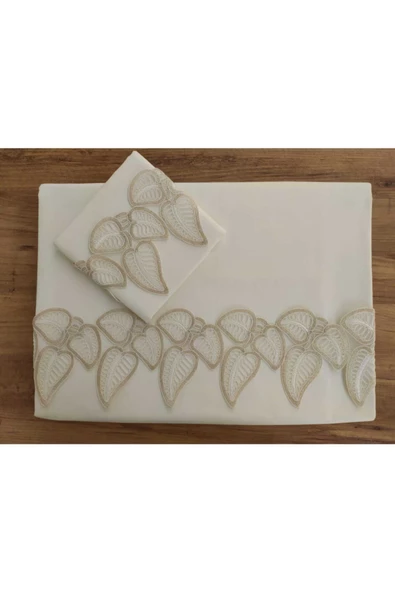 Leaf Krem Çift Kişilik Nevresim Takımı ürün görseli 1