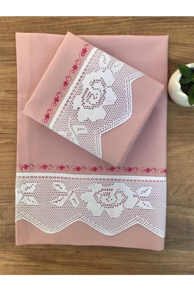 Rose Dantelli Pikolu 2 Li Yastık Kılıfı Pudra ürün görseli 1
