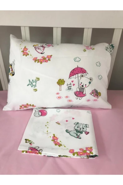 Girl Pink Bear Bebek Yastık Kılıfı 2’li  35&45 ürün görseli 1