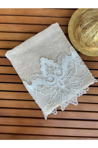 Liya kadife el havlusu 50 × 90 cappuçino ürün görseli 1