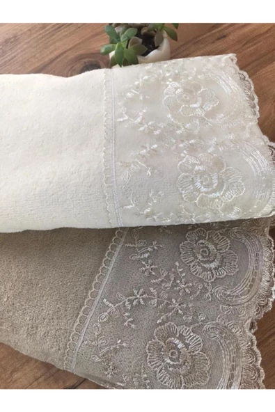 Ahmella Fransız Güpürlü 2'li Havlu Takımı 50&90 ürün görseli 1