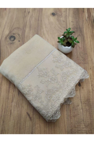 Mira Fransız Güpürlü Cappuccino Kadife Havlu 50&90 ürün görseli 1