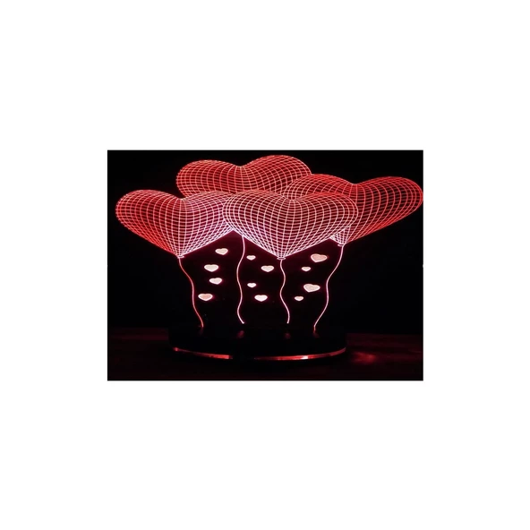 16 RENK KUMANDALI 4 LÜ KALP MODEL 3D LED LAMBA ürün görseli 1
