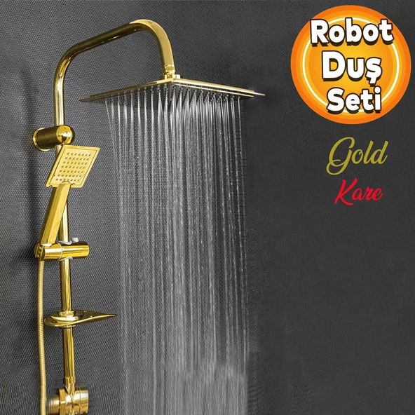 Robot Tepe Duş Seti Takımı Shower Yağmurlama Kare Banyo Masaj Duş Başlığı Sistemi Gold ürün görseli 1