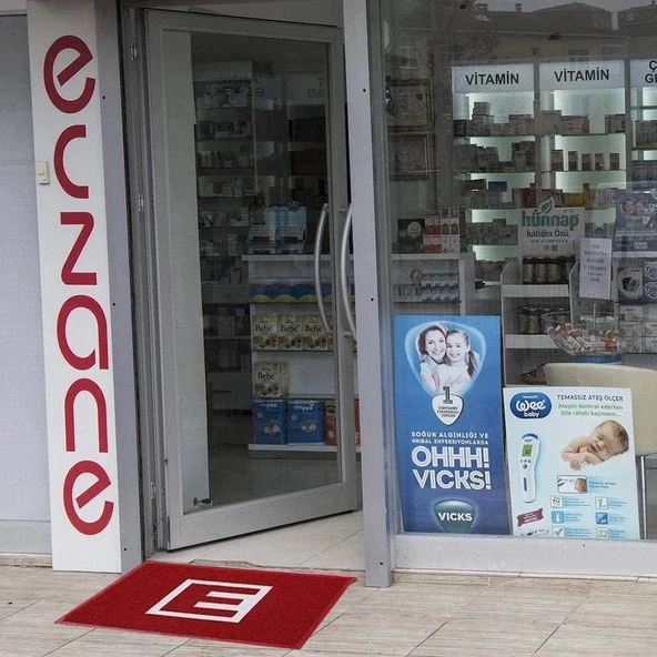 Jütburada Eczane Logolu Kıvırcık Kapı Önü Paspası - Resim 5