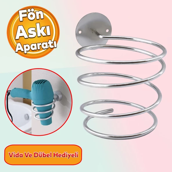 Banyo Lavabo Kuaför Salonu Berber Fön Makina Asma Saç Kurutma Makinası Metal Aparat Askısı ürün görseli 1