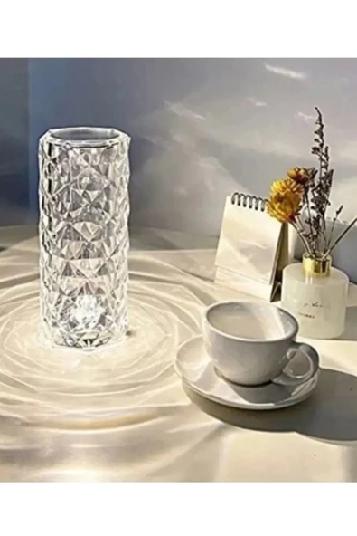 Projeksiyon Masa Lambası Kristal Elmas Led Dokunmatik Sensör Usb Şarj Bar Restoran Masa Lambası ürün görseli 1