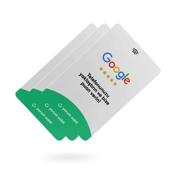 NFC ve QR Kodlu Google Yorum ve Puanlama Kartı 3'LÜ PAKET ürün görseli 1