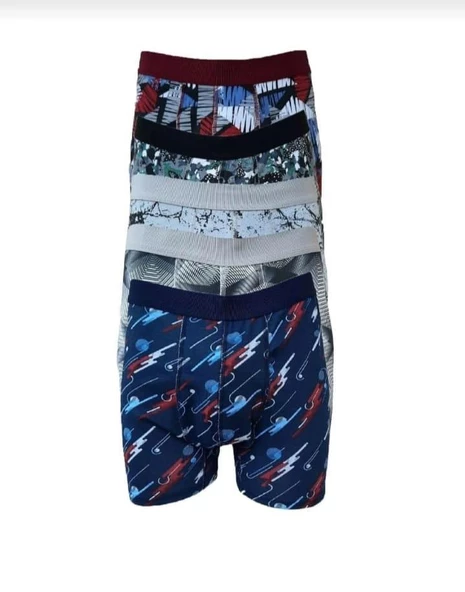 TUTKU 0119 ERKEK DESENLİ LİKRALI BOXER 6 ADET ürün görseli 1