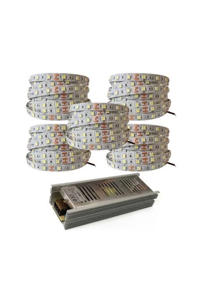 Yüksek Işık 25 Metre 3 Cipli Beyaz Şerit Led Ve 30 Amper Led Trafosu (metrede 60 Led) ürün görseli 1