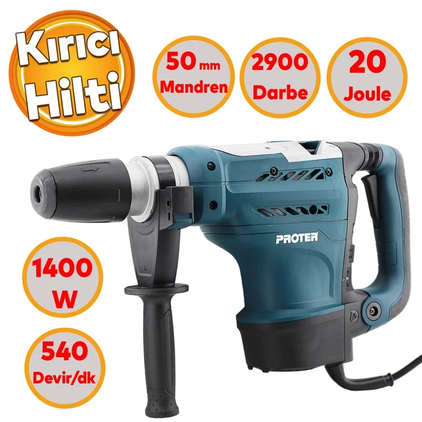 Kırıcı Delici Darbeli Matkap 1400 W Proter Metal Beton Elektropnömatik Delme Kırma Hilti 50 mm ürün görseli 1