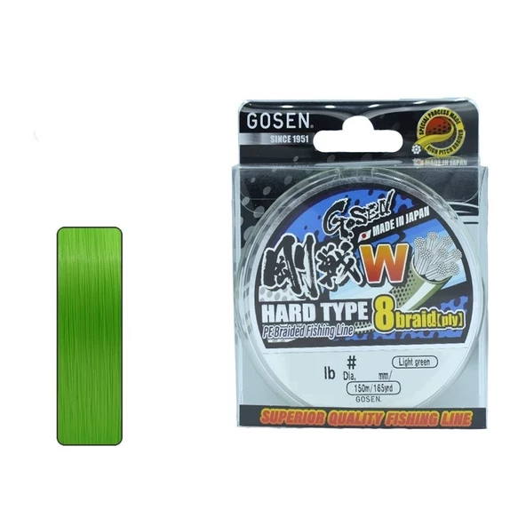 Gosen W8 Hard Type PE 8 Örgü Spin İp Misina 150mt Açık Yeşil ürün görseli 1
