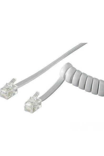 Spiralli Telefon Ahize Kablosu - Beyaz - Resim 2