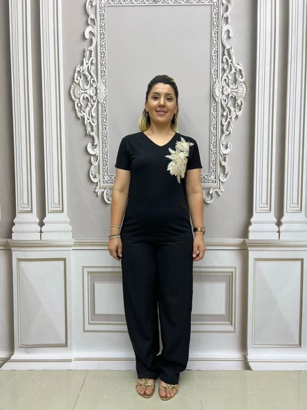 Vizon Pullu Tshirt - SİYAH - Resim 2