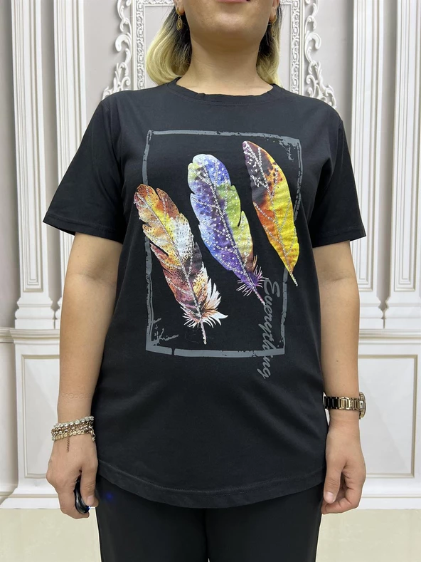 Turuncu 3 Yaprak Tshirt - SİYAH - Resim 2
