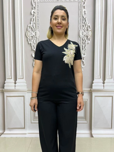 Vizon Pullu Tshirt - SİYAH - Resim 3