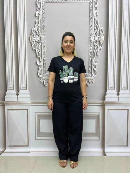 Kaktüs Tshirt - SİYAH - Resim 2