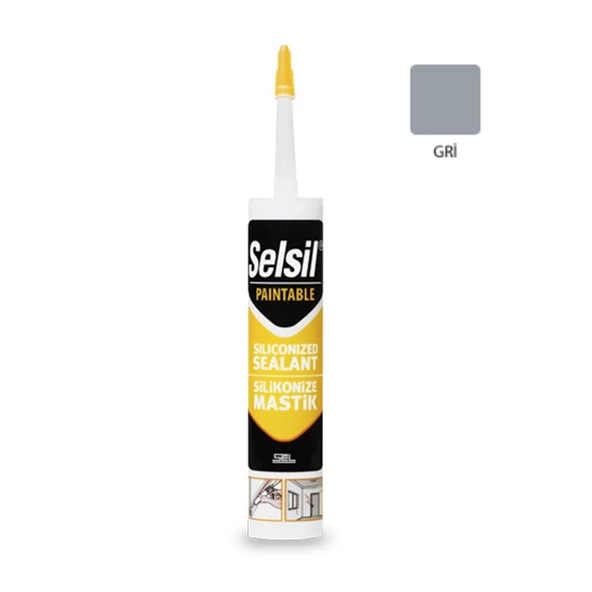 Selsil Silikonize Mastik Gri 500Gr ürün görseli 1