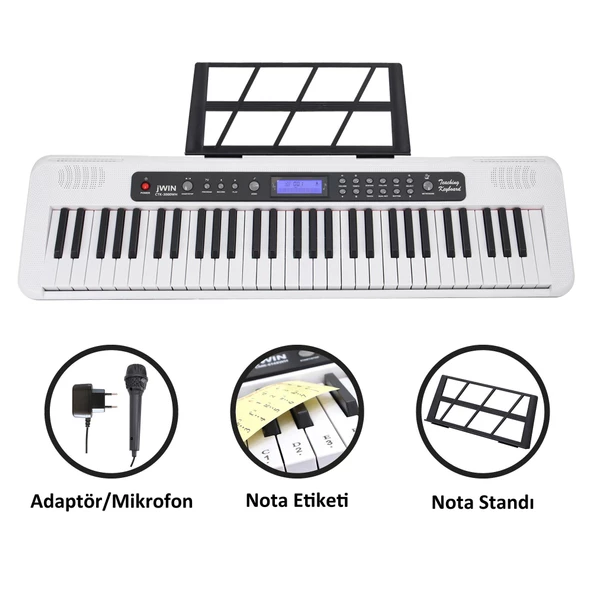 Jwin CTK-3000 61 Tuş Hassasiyetli Org (5 Oktav) - Beyaz ürün görseli 1