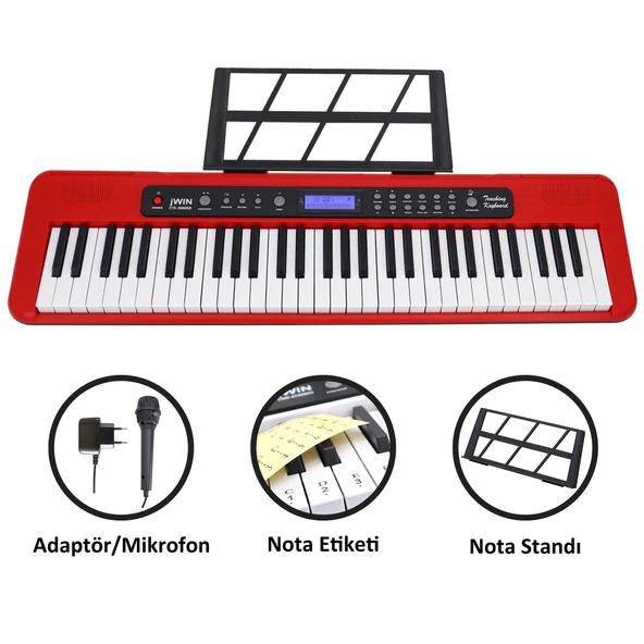 Jwin CTK-3000 61 Tuş Hassasiyetli Org (5 Oktav) - Kırmızı ürün görseli 1