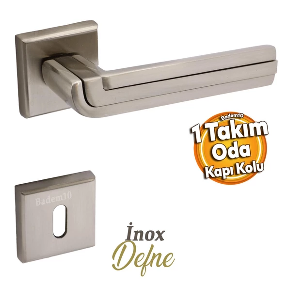 Defne Lüx İnox Kare Rozetli Oda Kapısı Uyumlu Kapı Kolu Sağa ve Sola Uygun Kapı Kolları 1 Takım ürün görseli 1