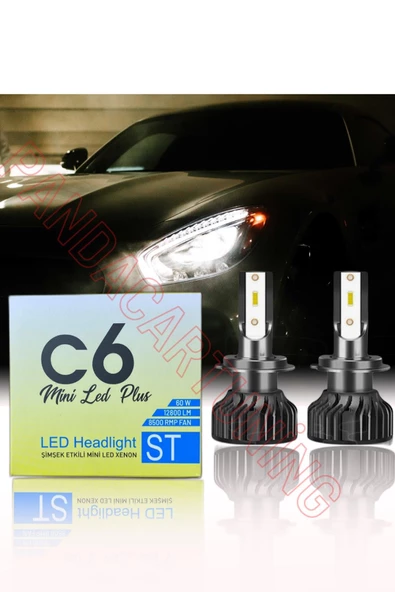 H7 Led Xenon Far Sis Ampulu C6 Slim Led Şimşek Etkili Pandacartuning ürün görseli 1