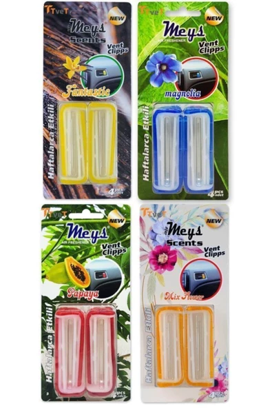 Meys Oto Petek Kalorifer Kokusu Klips - 4 Paket (16 Adet) 4 Farklı Model ürün görseli 1