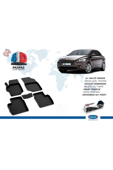 Peugeot 301 4d Paspas Siyah 2013-ve Sonrası (kokusuz) ürün görseli 1
