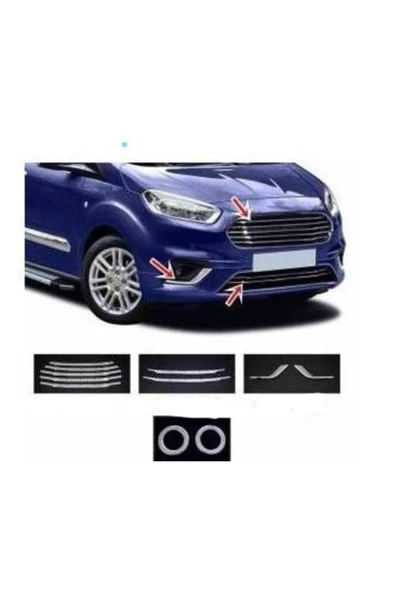 Ford Courier Krom Ön Panjur + Sis Çerçeve Seti 11 Parça 2018 2019 2020 ürün görseli 1