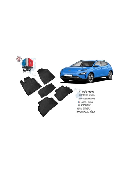 Hyundai Kona Uyumlu  Araca Özel 4d Paspas Omsa 2018 2019 2020 2021 2022 2023 ürün görseli 1