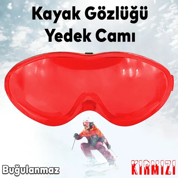 Bellasimo Çerçevesiz Kayak Gözlüğü Camı Lens Değiştirebilir Cam Antifog Güneş Kar Gözlük Camı Kırmızı ürün görseli 1