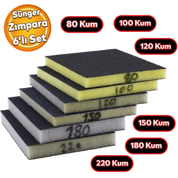 Yassı Sünger Zımpara 9.5 x 12.5 cm Takoz Blok Flex Taşlama Ahşap El Zımparası kum Seti 6 Adet ürün görseli 1