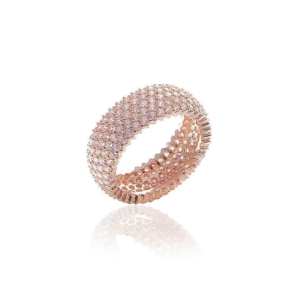 tamtur beş sıralı zirkon taşlı rose  yüzük SGTL5731 ürün görseli 1