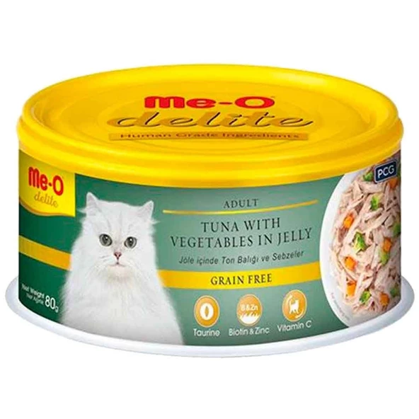 Meo Delite Ton Balıklı ve Sebzeli Tahılsız Yetişkin Kedi Konservesi 80 Gr ürün görseli 1