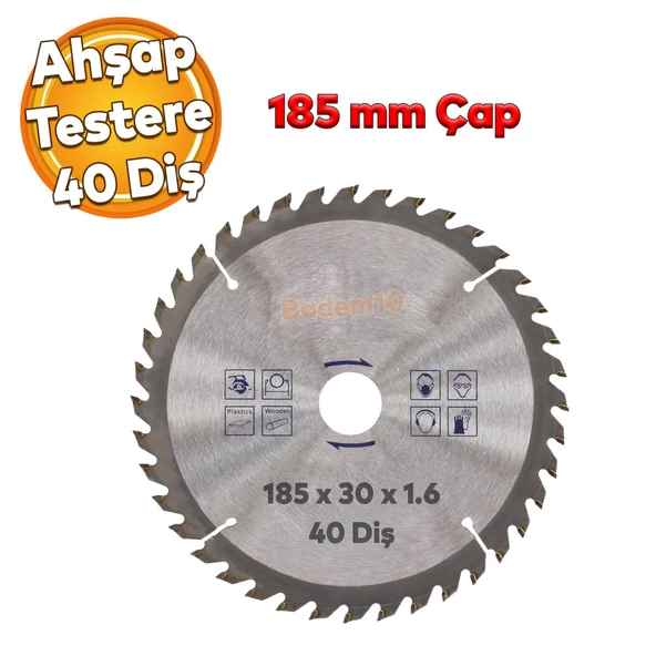 Ahşap MDF Mobilya Tahta Sunta Dolap Kesme Testeresi Metal Elmas Testere 185 mm 40 Diş ürün görseli 1