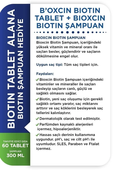Bioxcin Biotin Tablet 5000 Mg Biotin Şampuan 300ml Hediye - Resim 5