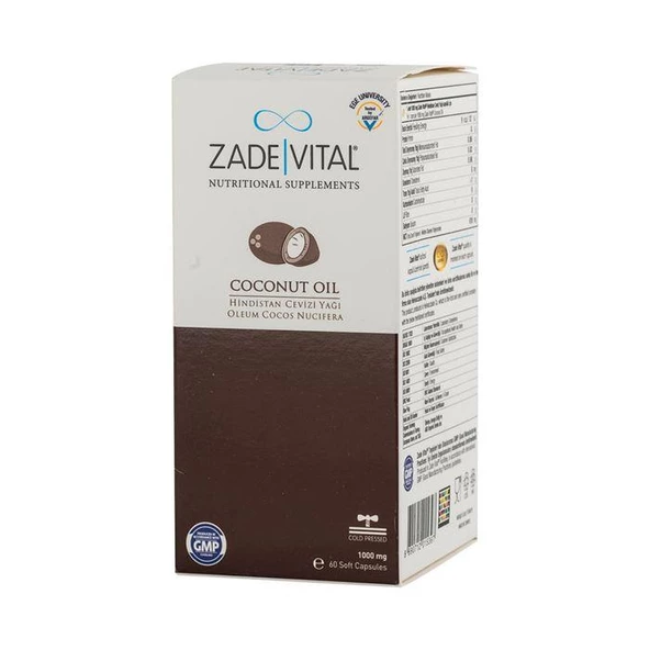 Zade Vital Hindistan Cevizi Yağı 1000 mg 60 Blister Kapsül ürün görseli 1