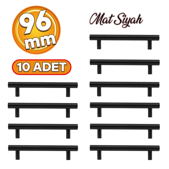 10 Adet Gül Boylu Siyah Mobilya Mutfak Dolap Çekmece Dolabı Metal Kulpu Kulbu Kulpları 96 Mm ürün görseli 1