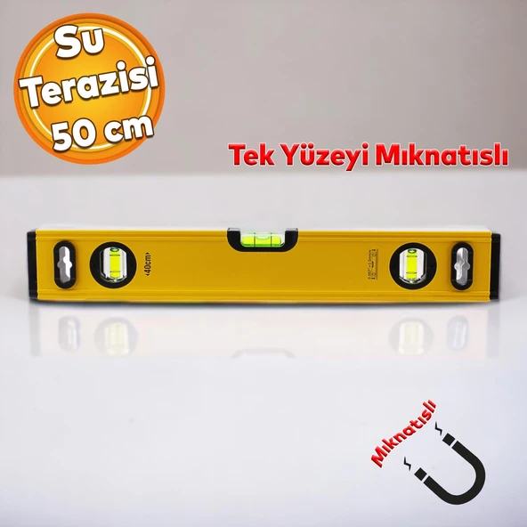 Mıknatıslı Aluminyum Su Terazisi 50 Cm Duvar Fayans Marangoz Mühendislik Ölçüm Eğim Ölçü Eğik Ölçme ürün görseli 1