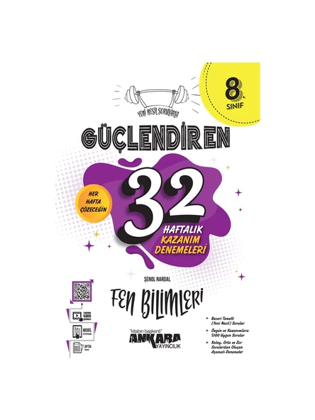 Ankara Yayıncılık 8.Sınıf Güçlendiren 32 Haftalık Fen Bilimleri Kazanım Denemeleri ürün görseli 1