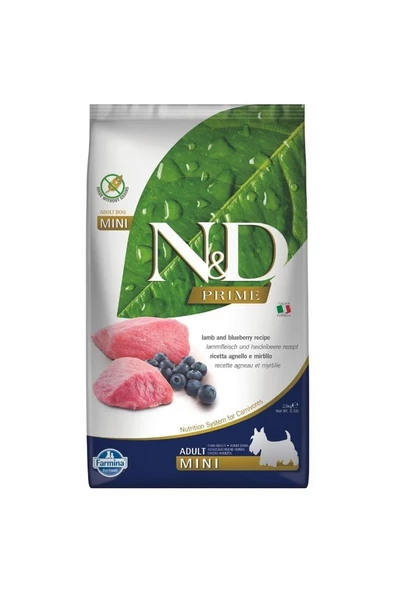 N&D Prime Tahılsız Kuzu & Yabanmersini Küçük Irk Yetişkin Köpek Maması 2,5 Kg ürün görseli 1