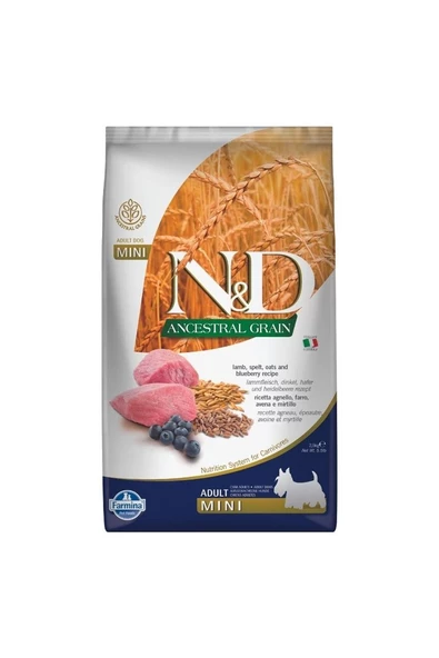 N&D Ancestral Grain Kuzu, K.Buğday, Yulaf & Yabanmersini Küçük Irk Yetişkin Köpek Maması 2,5 Kg ürün görseli 1