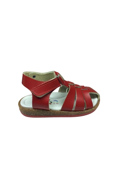 OrtopedikAL 1001 Bebe Unisex Kız Erkek Sandalet Kırmızı Direkli Bilekten Cırtlı % 100 Deri ürün görseli 1