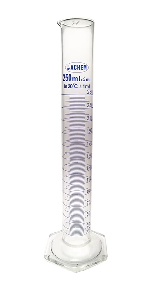 ACHEM 250ml Cam Mezür Uzun Form Mavi Skala ürün görseli 1