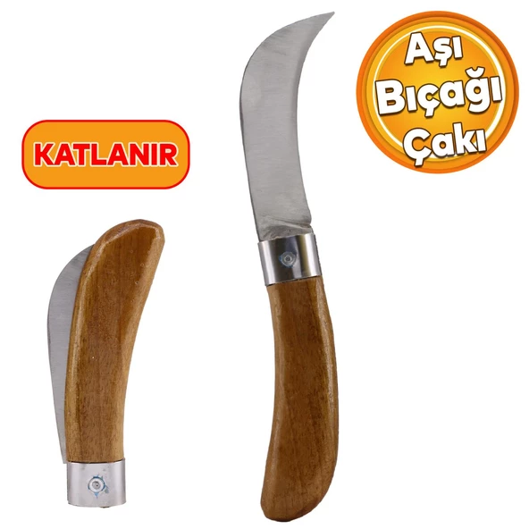 Plastik Saplı Bıçak Çakı Aşı Bıçağı Profesyonel Çelik Eğri Uçlu Bağ Ağaç Budama Aşı Çakısı 220 mm ürün görseli 1
