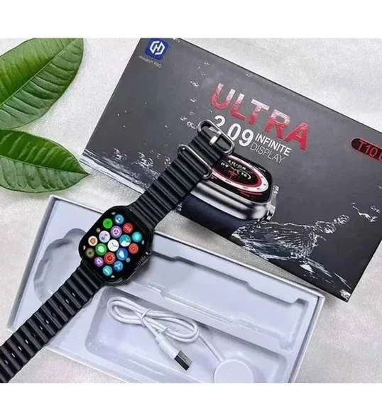 T10 Ultra Ios ve Android Destekli SİYAH Kasa Çift kordon ürün görseli 1