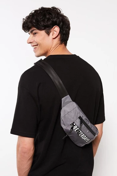 Trend Unisex Su Geçirmez Kumaş Bel Çantası Gri 880 ürün görseli 1